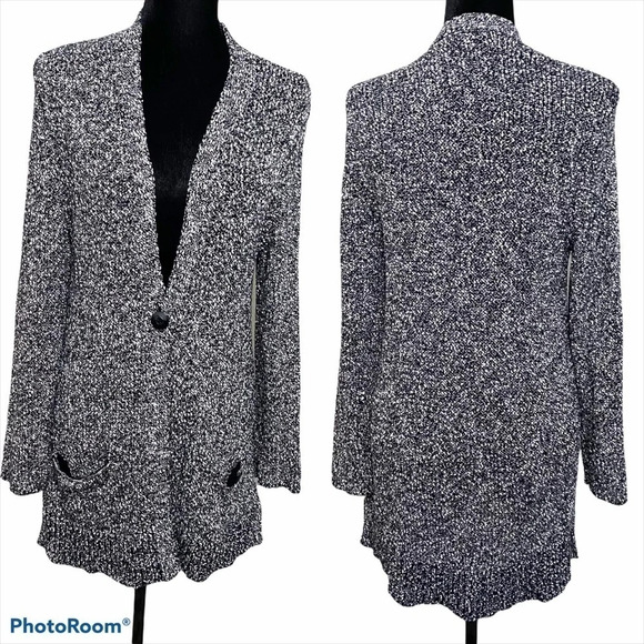 J. Jill Tweed Knit Cardigan Sweater w/ pockets M - Picture 4 of 15